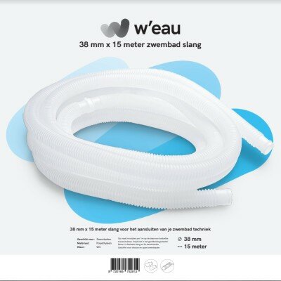 Zwembadslang 38mm x 15m wit inkortbaar voor filterpomp
