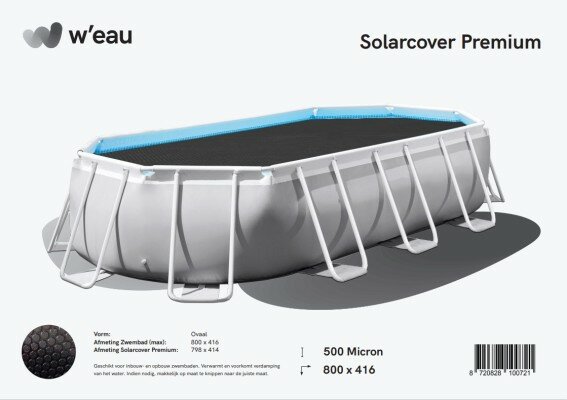 Solarzeil zwembad ovaal 730x370 cm zwart - verwarmt water 3-5&deg;C