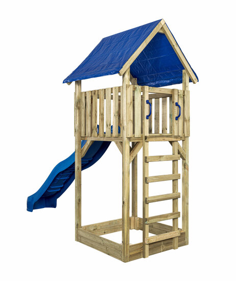 Houten Speeltoren Lisa met Glijbaan - Blauw