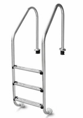 RVS 316 zwembadtrap 4 treden met antislip, geschikt voor zoutwaterbaden