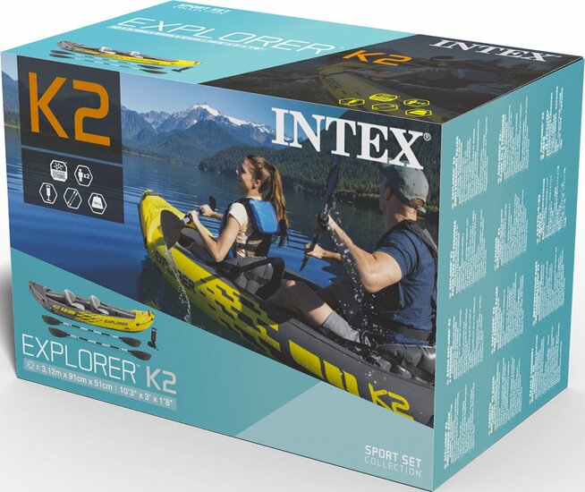 2-persoons opblaasbare kajak 312 cm met peddels en pomp - Intex Explorer K2