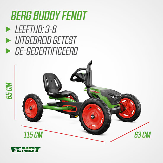 Fendt skelter 3-8 jaar met luchtbanden en opbergvak - BERG Buddy
