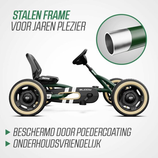 BERG Buddy Retro Green skelter 3-8 jaar met luchtbanden en BFR