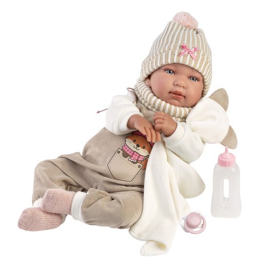 Llorens Babypop Tina 44 cm met Huilgeluid, Zacht Stoffen Lijfje