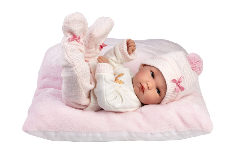 Llorens Babypop Bimba 35 cm met Kussen, Roze Muts en Konijntjesoutfit