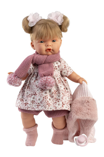 Llorens Babypop Joelle 38 cm met Huilgeluid en Roze Jasje