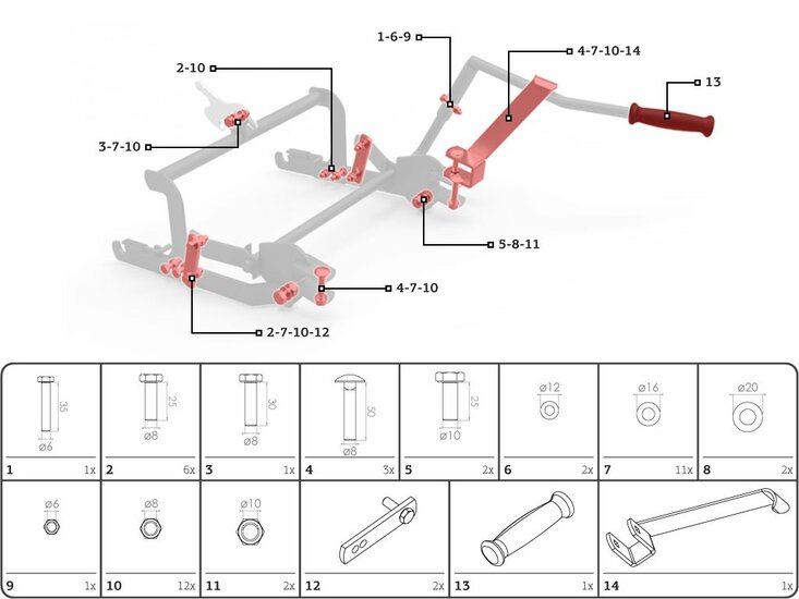 BERG-Onderdeel Skelter - Rear lifting unit - Assembly set