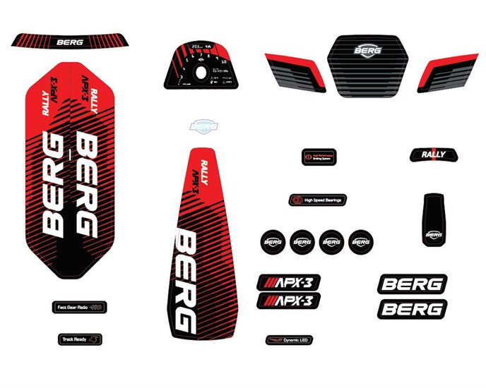 BERG-Onderdeel Skelter - Rally - Sticker Set APX rood 3 Gears