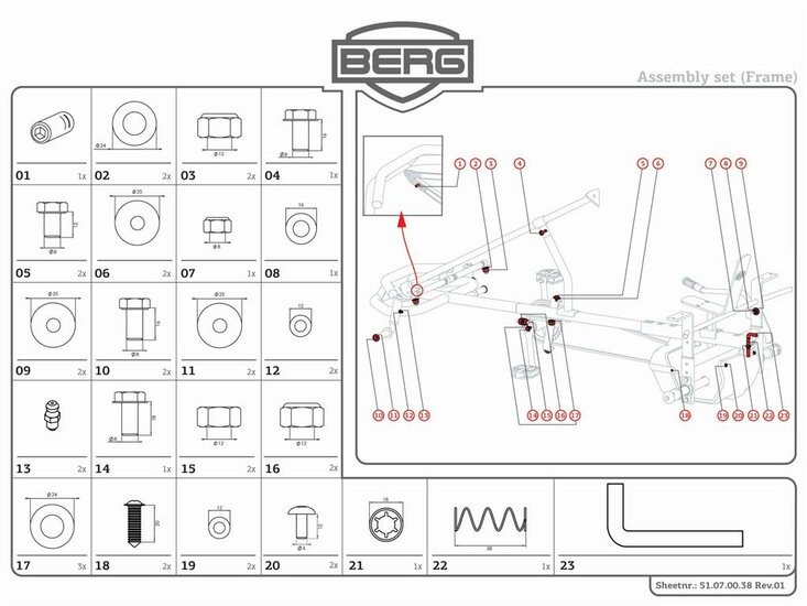BERG-Onderdeel Skelter - XL Frame - Assembly set for frame box