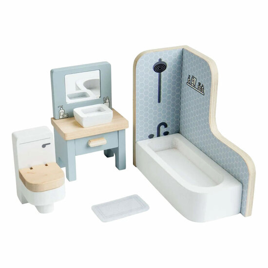 Bigjigs Houten Poppenhuis Meubels Badkamer - 4dlg.