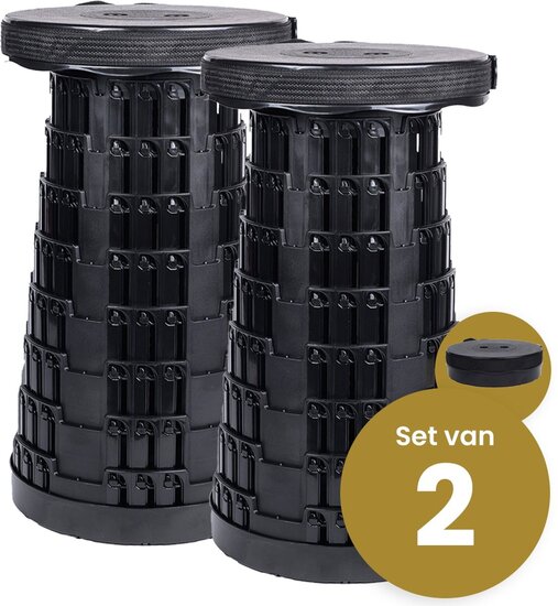 Alora Opvouwbare kruk extra strong zwart per 2