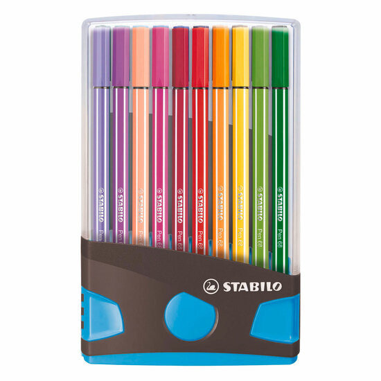 STABILO Pen 68 ColorParade Viltstiften Blauw Antraciet - 20dlg.