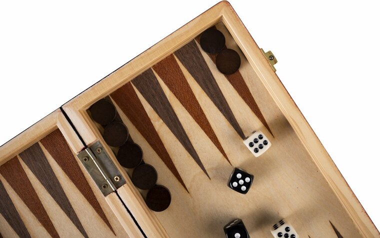 Schaakspel hout opklapbaa 30 x 30 x 5,5 cm - Essenhout