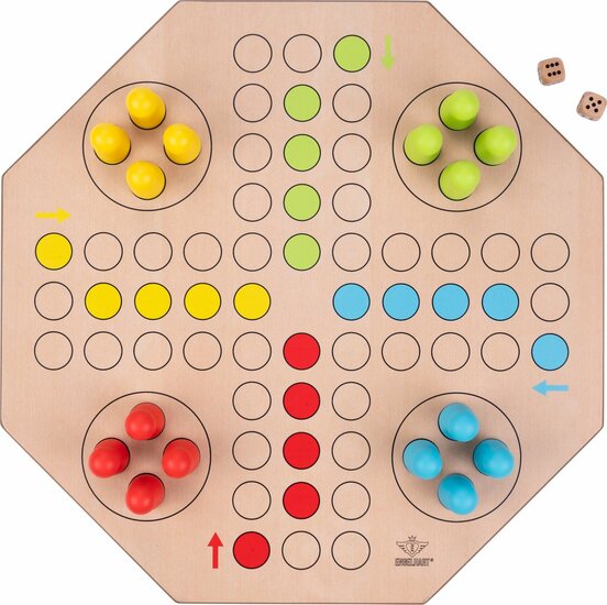 Houten Ludo bordspel jumbo 50 x 50x 1,5 cm