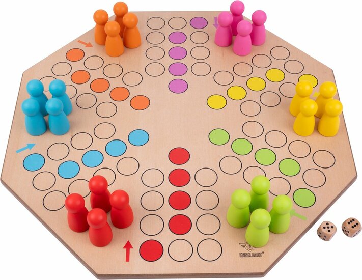 Houten Ludo bordspel jumbo 50 x 50x 1,5 cm