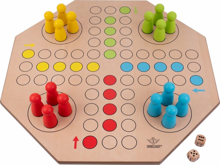 Houten Ludo bordspel jumbo 50 x 50x 1,5 cm
