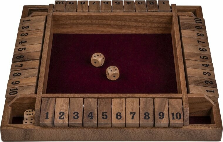 Shut the box (4 spelers) 29 x 29 x 3,5 cm - Walnoot