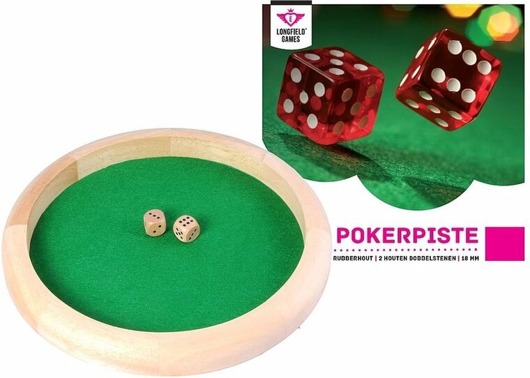 Pokerpiste 29 cm incl 2 dobbelstenen 18mm