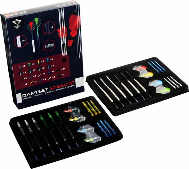 Steeltip dartpijlen - 4 sets, messing tungsten inclusief accessoires - 23 gram | Longfield