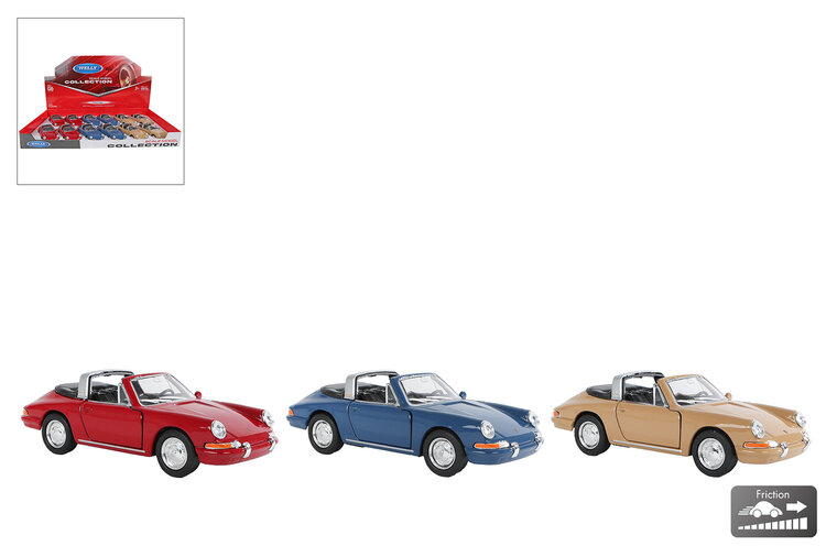 Welly 1965 Porsche 911 Targa die-cast pull-back &ndash; 12 cm &ndash; diverse uitvoeringen