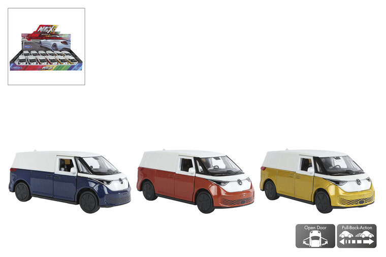 Welly Volkswagen ID Buzz Cargo die-cast pull-back &ndash; 11,5 cm &ndash; diverse uitvoeringen