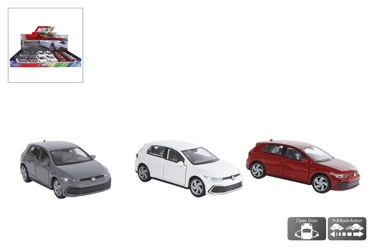Welly Volkswagen Golf 8 GTI die-cast pull-back &ndash; 12 cm &ndash; diverse uitvoeringen