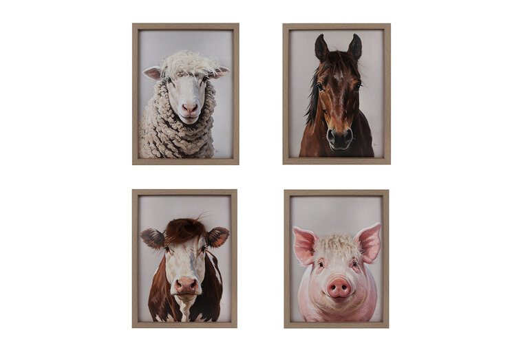 Schilderijen Animals &ndash; faux hair beige/bruin &ndash; hout/canvas &ndash; 30 &times; 40 &times; 2 cm &ndash; diverse uitvoeringen