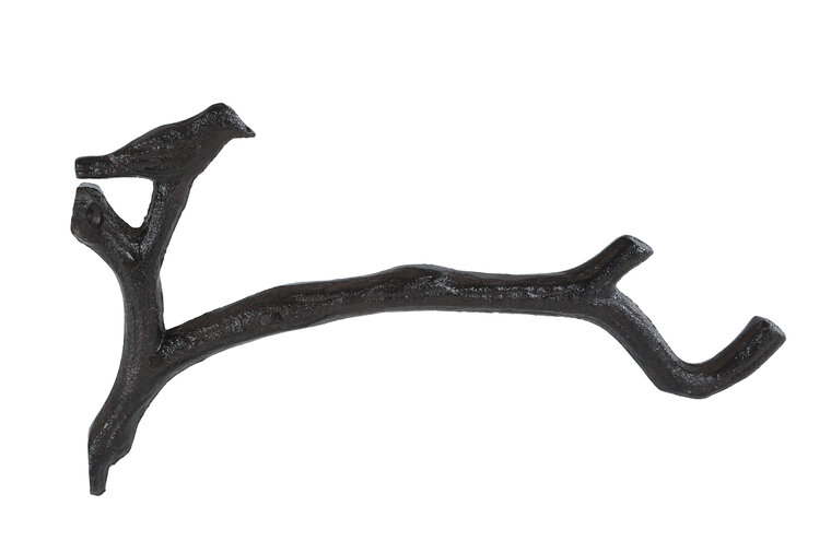 Wandhaak Vogel op Tak &ndash; bruin &ndash; metaal &ndash; 24,5 &times; 3 &times; 14,5 cm