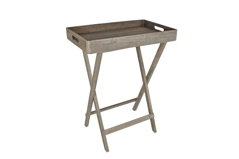 Butlertray Kai &ndash; grijs &ndash; hout &ndash; 48 &times; 30 &times; 62 cm