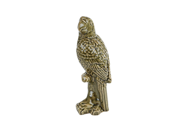 Decoratieve sculptuur Papegaai &ndash; groen &ndash; aardewerk &ndash; 9,5 &times; 8,5 &times; 23 cm