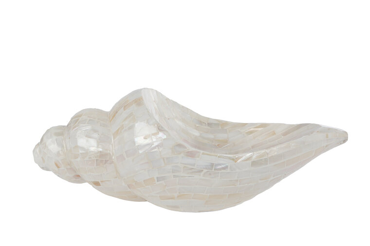 Decoratie schaal Snail Cover &ndash; met schelpen mozaiek parelmoer &ndash; aardewerk &ndash; 51 &times; 20 &times; 19 cm