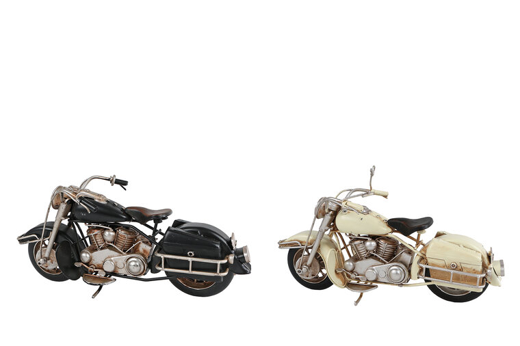 Motorfiets Motorcycle &ndash; cr&egrave;me/zwart &ndash; metaal &ndash; 28 &times; 10,5 &times; 15 cm &ndash; diverse uitvoeringen