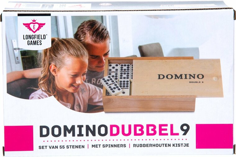 Domino dubbel 9 groot - 55 stenen - eurea met spinners