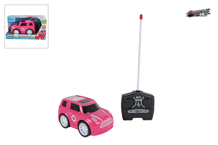 Roadstar radiografisch bestuurbaar auto 27MHZ roze &ndash; 13,5 cm