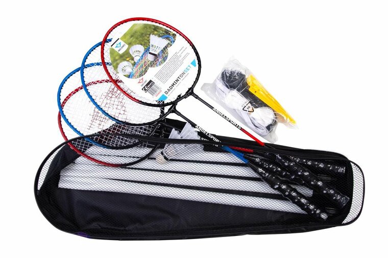Badmintonset 4 spelers luxe met 2 shuttles en uitschuifbare poles | Angel Sports