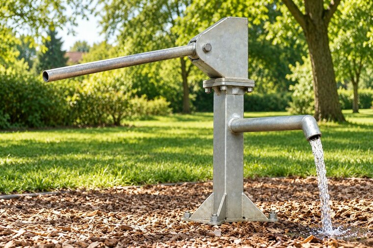 Robinia  Waterpomp robuust met verhoogde voet voor openbaar gebruik 40cm x 80cm (voorbeeld uitvoering) - sfeerbeeld