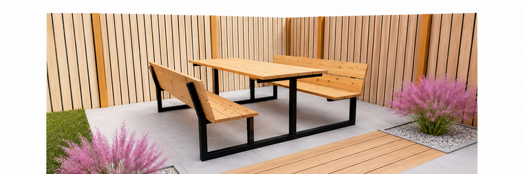 Picknicktafel model F 160 tot 250 cm van Douglas hout