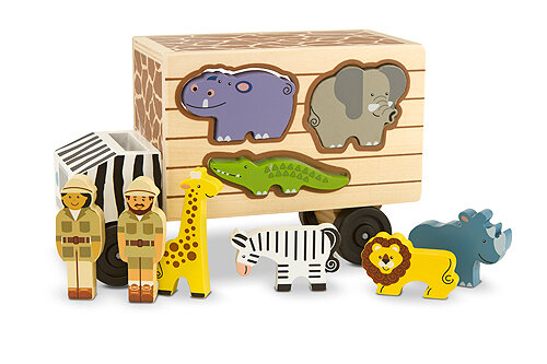 Melissa &amp; Doug  Vormsorteertruck Wilde Dieren (10-Delig)