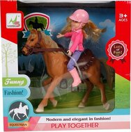 Speelset Paard Meisjes 26 Cm Roze/Bruin 4-Delig