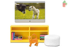 Lundby Set - Tv Met Meubel Geel