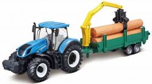 Bburago Tractor New Holland Met Bomen Aanhanger