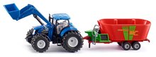 Siku New Holland Tractor Met Frontlader En Strautmann Voedermenger 1:50