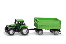 Siku DEUTZ-FAHR met 4-wiel-trailer  1:87