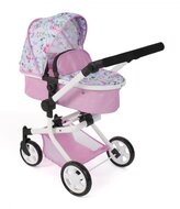 Poppenwagen Mika combi (bloemen wit/roze)