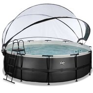 Zwembad Exit Frame Pool Afmeting 488X122Cm (12V Zandfilter) Black Leather Style + Overkapping