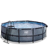 Zwembad Exit Frame Pool Afmeting 488X122Cm (12V Zandfilter) Stone Grey + Overkapping