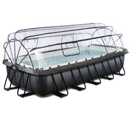 Zwembad Exit Frame Pool 5.4X2.5X1M (12V Zandfilter) Black Leather + Overkapping