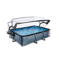 Zwembad Exit Frame Pool 220X150X60Cm (12V Cartridge Filter) Stone Grey + Overkapping