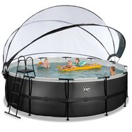 Zwembad Exit Frame Pool Afmeting 450X122Cm (12V Zandfilter) Black Leather Style + Overkapping