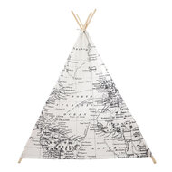 Sunny Wereldkaart Tipi Tent Zwart/wit